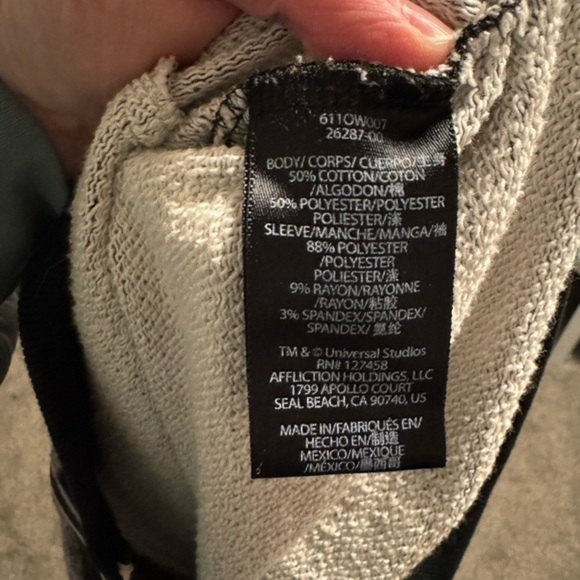 Fast & Furious AFFLICTION L/S‎ Bomber Women’s Jacket Black Biker MMA Size XL - Picture 8 of 8